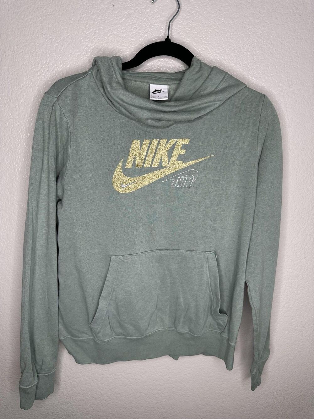 Nike Hoodie Womens Small Glitter Swoosh Pullover Sweatshirt Long Sleeve